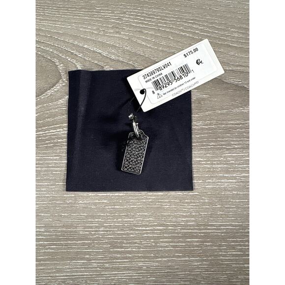 Coach Unisex Sterling Silver Signature Tag Charm Huggie- Single Earring- NEW - Picture 2 of 4